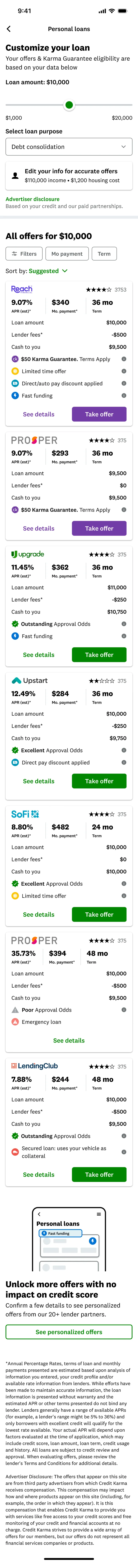 Variant 2, the same marketplace with only the redesigned offer tile