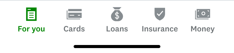 For you, Cards, Loans, Insurance, Money